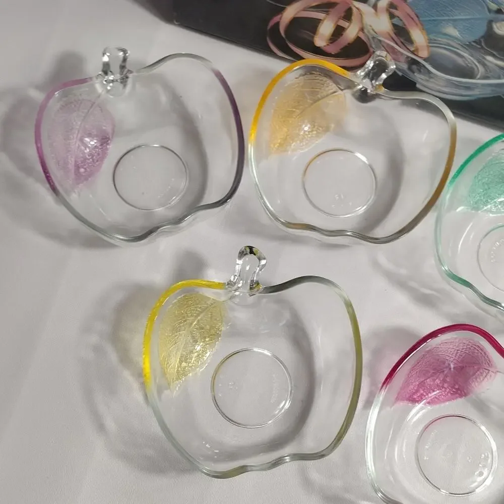 KIG Cherry Blossom Apple Glass Bowl Set 6 PC Clear w/ Box 5